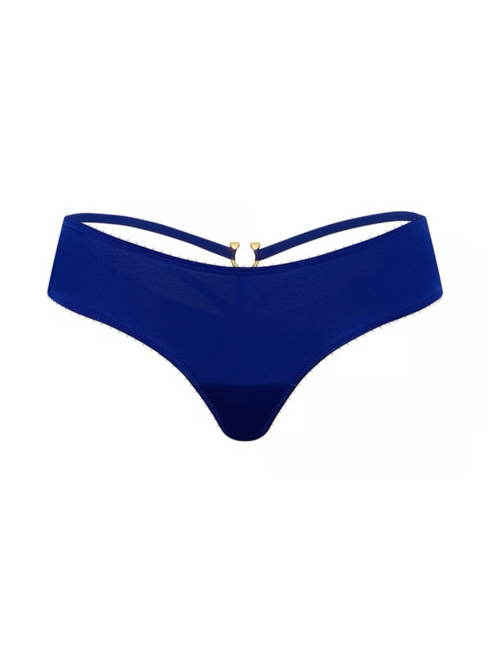 VICTORIA'S SECRET XL BLUE GOLD CHARM VERY SEXY SILKY CHEEKY LOW RISE PANTIES NWT